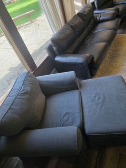 Fabric Couch and ottoman with storage
