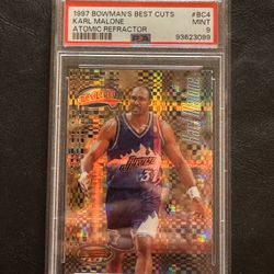 1997 Bowman’s Best Cuts Karl Malone Atomic Refractor #BC4 PSA 9 Utah Jazz