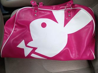 vintage Y2K-era Playboy Pink and White Duffle Bag