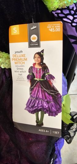 NWT Girls Deluxe WItch Costume Size S 4-6X