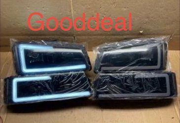 #56 BRAND NEW 2003-2007 CHEVY SILVERADO AVALANCHE SMOKED LED BAR HALOGEN HEADLIGHT SET
