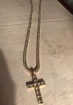 Sterling Silver tennis chain with Cross