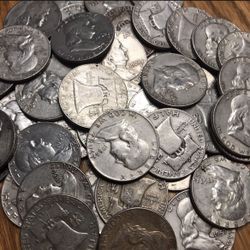 FRANKLIN Half Dollars.  90% Silver 