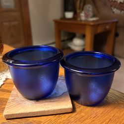 Cobalt Blue Glass Votive/Tealight Holder Made In France Textured