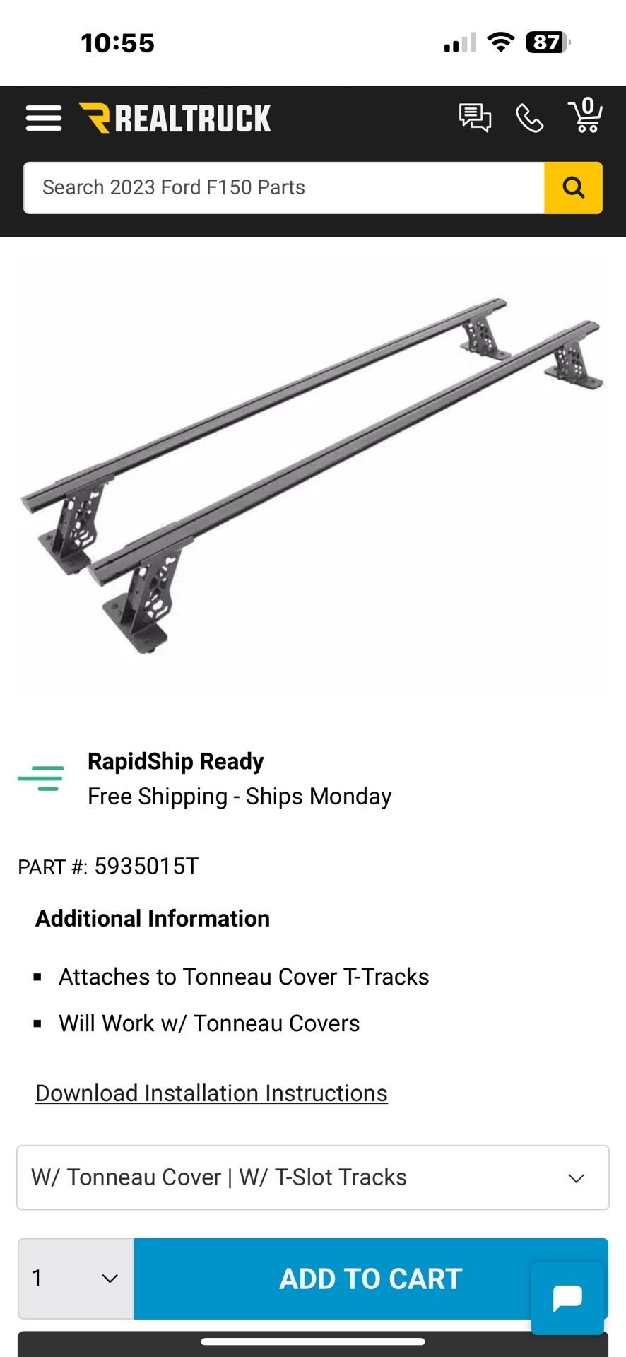 Real Truck “Go Rhino” XRS Cross Bars