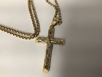 14k Boxlink Chain W/Jesus Pendant | 11.8g | 25”