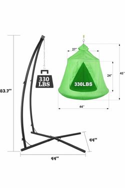 X-Shaped Hanging Tree Tent W/Swing Chair,Hammock Chair W/Stand Canopy w/Steel Frame,Indoor Outdoor Egg Basket Patio Seat w/Adjustable Solid Stand,Bedr