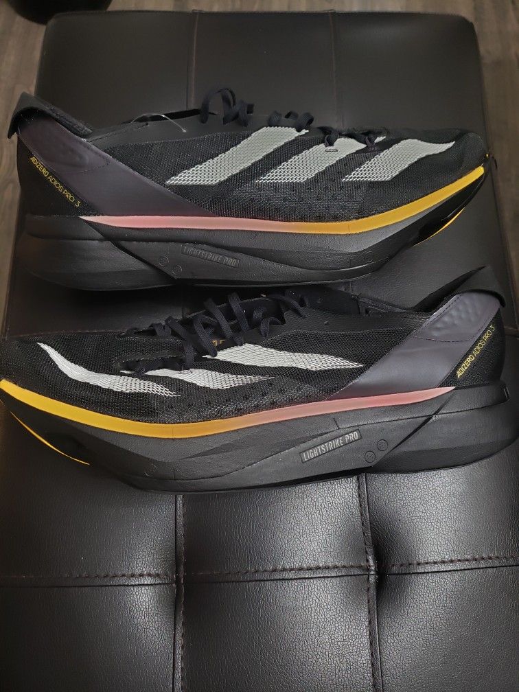 Adidas Adios Pro 3 Mens Size 12.5or 8 Black Running Shoe Sneaker IG6439 NEW
