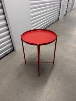 Red Side Table W/Tray