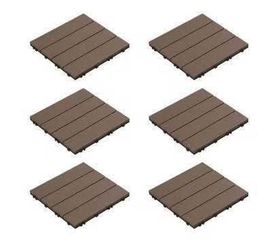 New in Box 44 pcs 12 in. x 12 in. Brown Outdoor Interlocking Slat Polypropylene Patio and Deck Tile