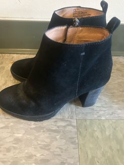 Black Suede Leather Ankle Boots Size 37