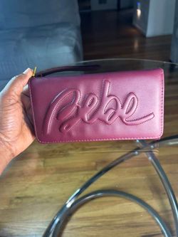 Bebe Burgundy Zip Wristlet Wallet