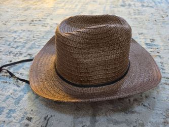 Wide Brim Brown Straw Sun Hat with Chin Strap – Unisex Outdoor Hiking Beach Hat