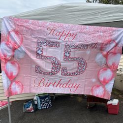Pink Gem 55 Birthday Banner