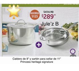 Princess House Set De Olla De 9 Qts Y Sarten De 11” Clásicos De Acero Inoxidable Nuevos En Sus Cajas