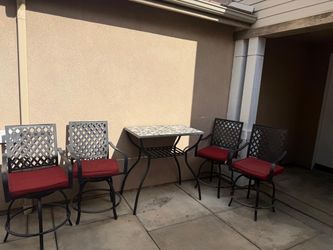 Outdoor Patio Bar Table and 4 Chairs Set