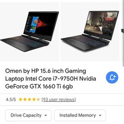 Omen by HP 15.6 inch Gaming Laptop Intel Core i7-9750H Nvidia GeForce GTX 1660 Ti 6gb

