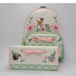 NWT Loungefly Disney Bambi Spring Time Mini Backpack & Wallet