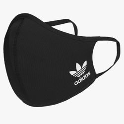 adidas Originals Standard Face Covers 3-Pack, Black/White, X-Small/Small