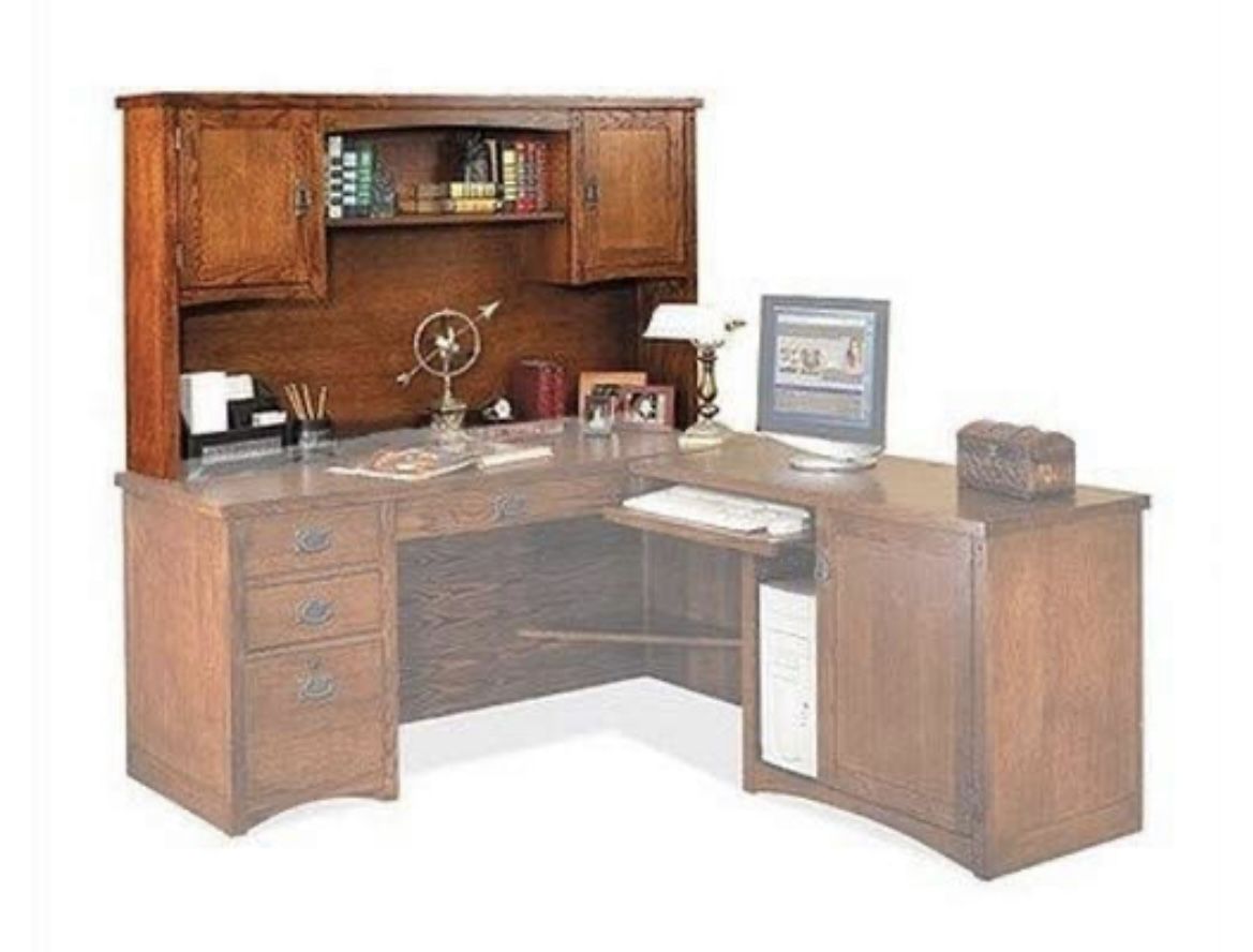 Desk - mission style L desk w/Hutch - Martin Furniture