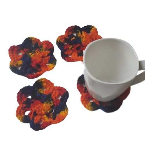Handmade Flower Drink Hot/Cold Coasters-Set of 4