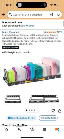 Expandable Food Container/Lid Organizer