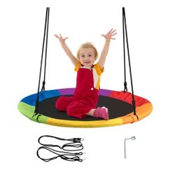 40'' Flying Saucer Tree Swing Indoor Outdoor Play Set Swing for Kids colorful