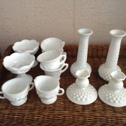 Milk glass lot 12 items