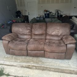 Large Brown Recliner Sofa 