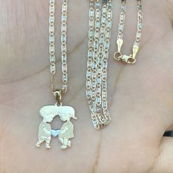 Cadena De 3 Oros  Con Parejita De 14 Kt  22 “