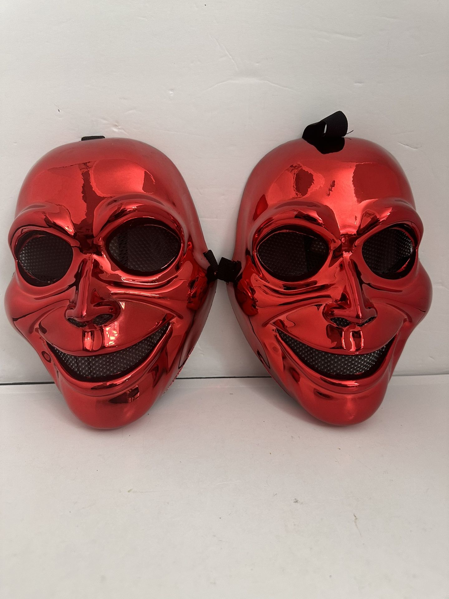 Red Metallic Face Mask Seasonal Theatrical Drama Happy Sinister Ghost Halloween