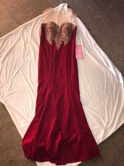 Red and gold dress prom