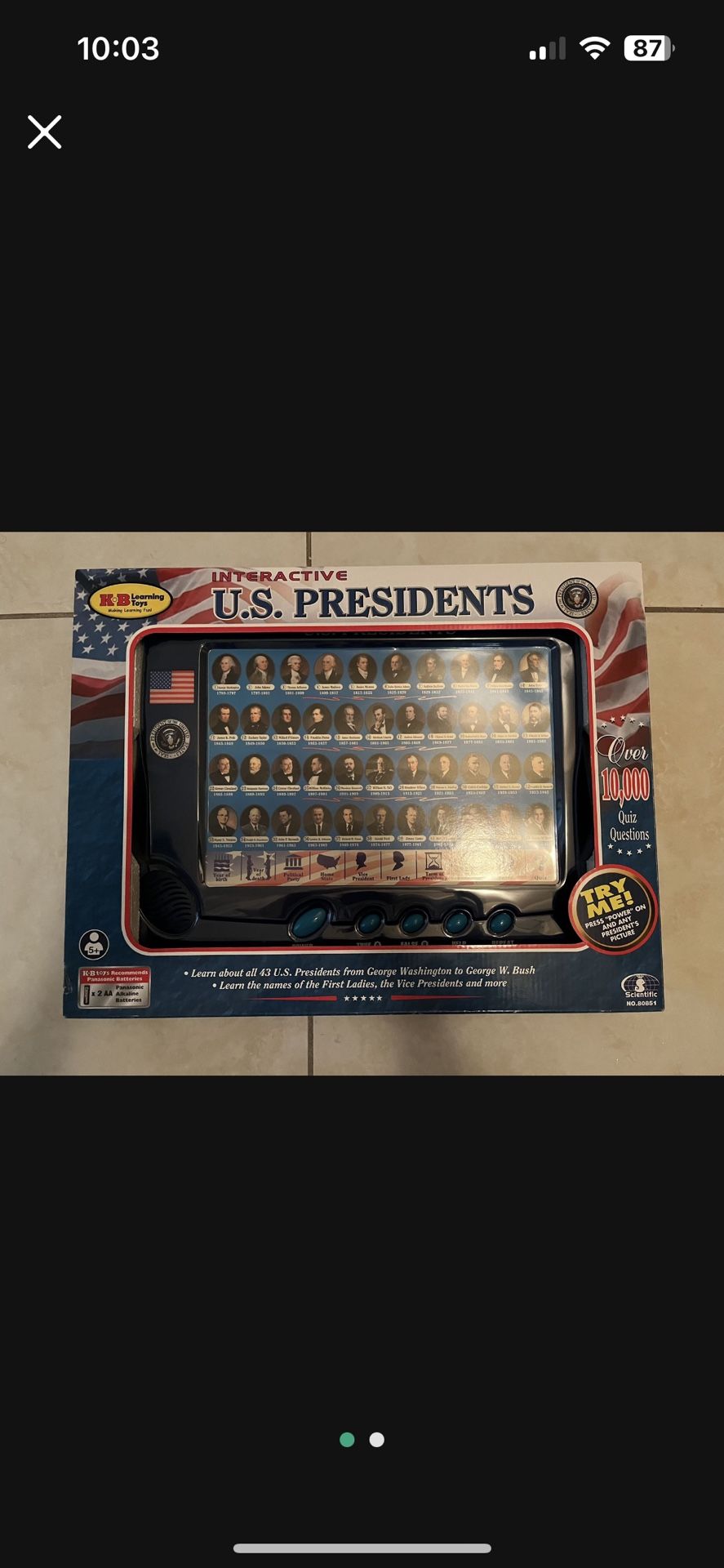 Interactive U.S. Presidents Scientific Toy