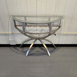 Glass Top Entry / Accent Table. Wine/Bottle Storage. 