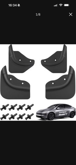 Brand new in box 2025 Tesla New Model Y Juniper Mud Flaps, No Drill Splash Guards Car Accessories, All Weather Custom Fit Tesla Exterior Mud Guards Bo