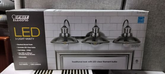 Feit Electric 3-Light Vanity fixture in a brushed nickel finish