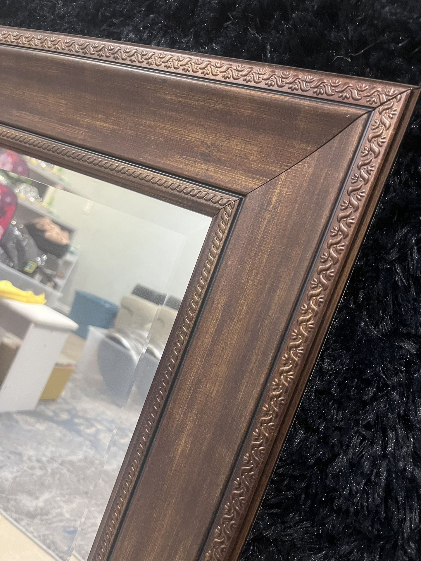 Brown Wood Hand Carved Mirrior