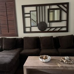 Large dark Brown Couch sofa sectional With Chaise Furniture