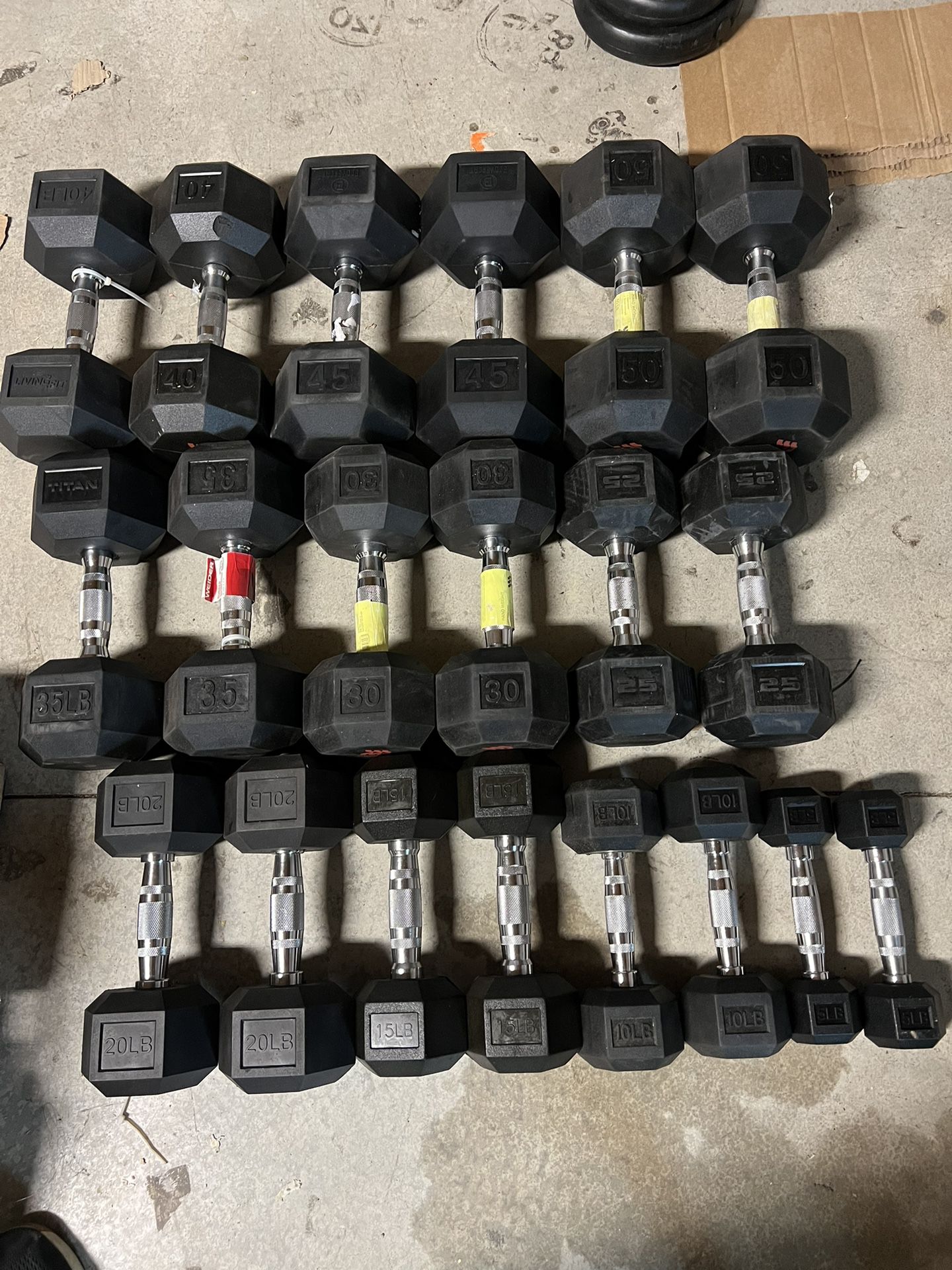 5-50lb Rubber Hex Dumbbell Set 550lbs Total