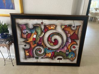 Large Framed Abstract Canvas Wall Art