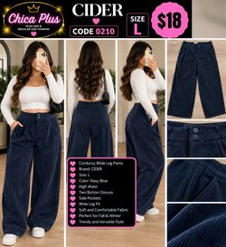 Cider Navy Blue Corduroy Wide Leg Pants