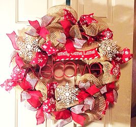 Burlap Mesh Welcome Wreath