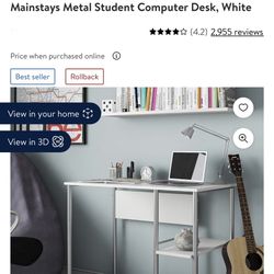 Mainstays Metal Student Computer Desk, White Pm if interested 