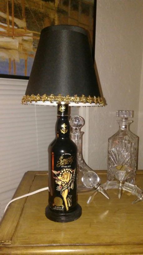 Limited edition "Sailor Jerry" liquor bottle night stand lamp,hamdmade,electric
