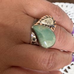 Green turquoise, Copper heart Jay King Stamped 