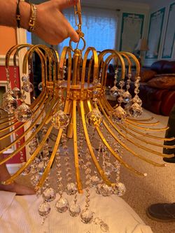 Gold-Tone Crystal Ball Drop Chandelier