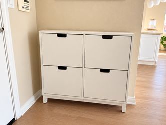 White 4-Compartment Shoe Storage Cabinet