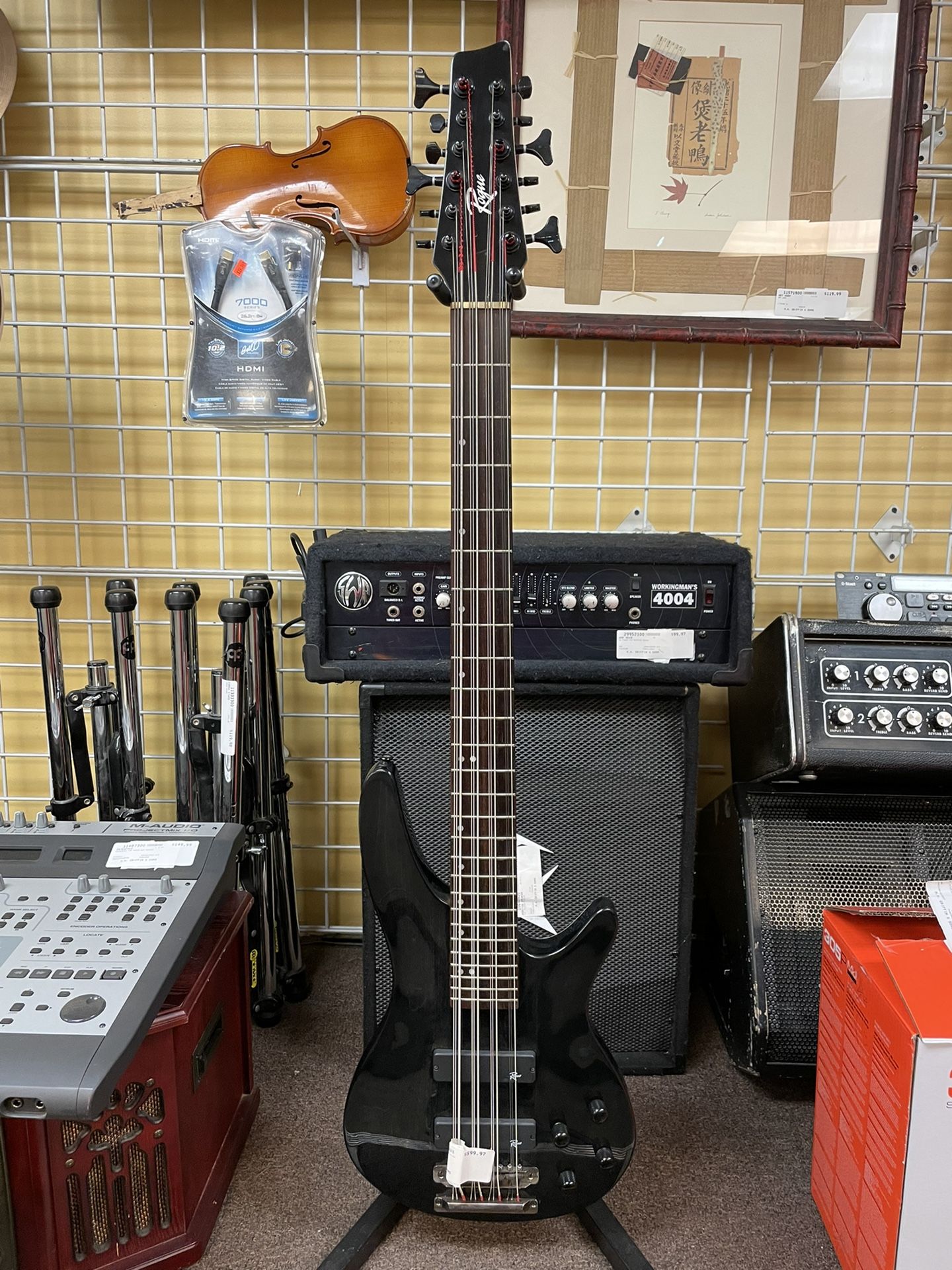 Rogue Metallic 12-string Bass Guitar (Minor Cosmetic Wear) Scuff Mark / Scratches Top Right Corner On Back