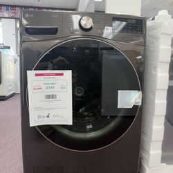 LG TurboWash 360 High Efficiency Stackable Steam Cycle Smart Compatible Medium Front-Load Washer (Black Steel) ENERGY STAR