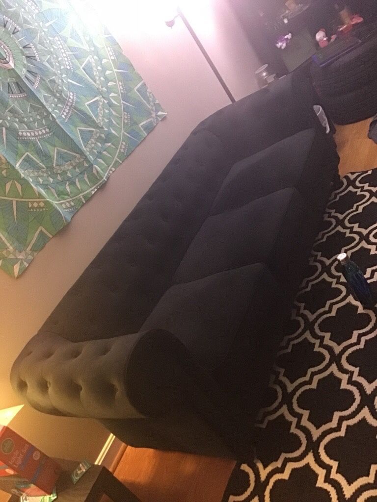 Black velvet couch